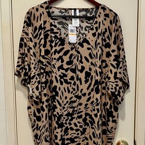 NWT JANTZEN ANIMAL PRINT LOOSE VNECK COVERUP